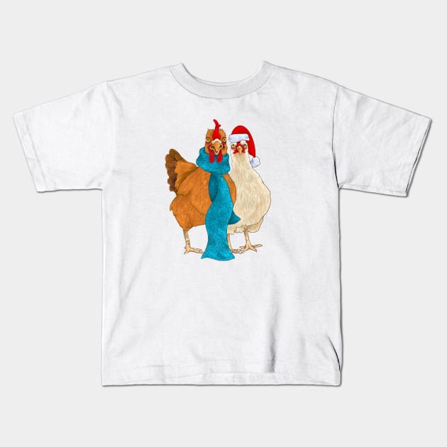 Merry Chickmas Kids T-Shirt by Julie Townsend Studio